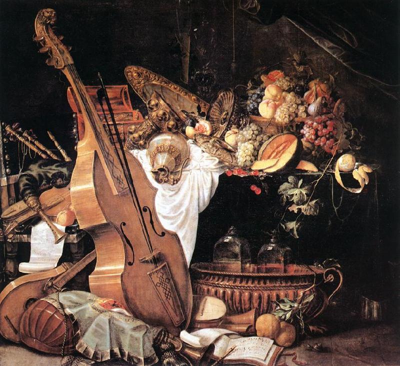 HEEM, Cornelis de Vanitas Still-Life with Musical Instruments sg France oil painting art